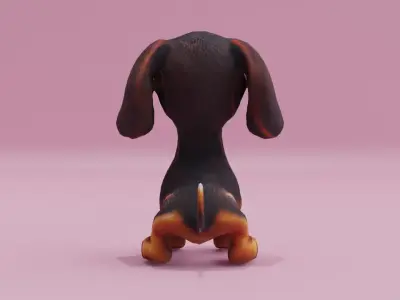Dachshund Cute Puppy Low High Poly  Low-poly 3D model