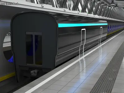 Futuristic Passenger Wagon Black 3D model