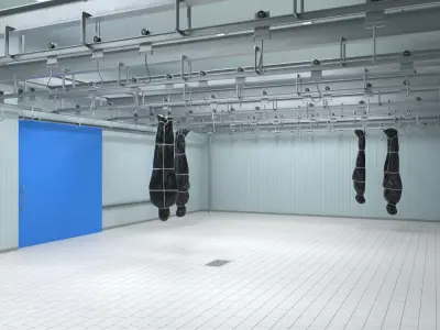 Cold Storage Unit with Hanging Bag for Cadaver 3D model