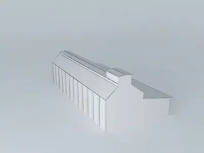 Warehouse building with roof Low-poly 3D model purchase