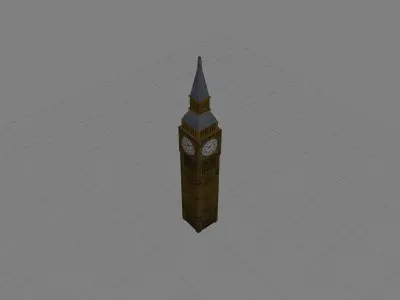 Low Polygon Big Ben Low-poly 3D model