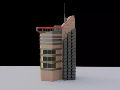 Low Poly Building tall Free low-poly 3D model