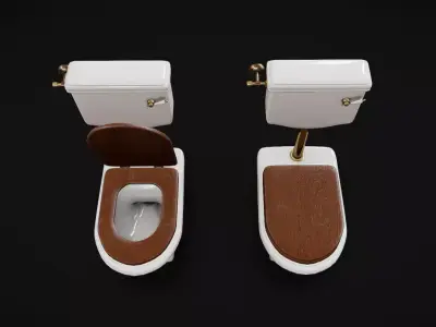 Vintage Toilet Low-poly 3D model