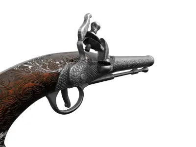 Old pistol war  Low-poly 3D model