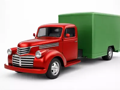 1950 Box Delivery Pickup 3D Model Classic Cargo Utility Vehicle 3D model
