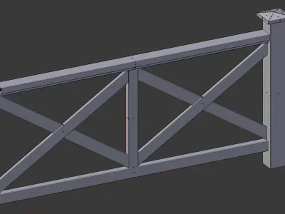 Wood Fence Low-poly 3D model