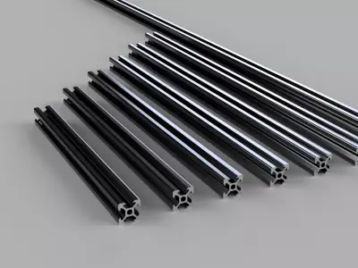 V-Slot 2020 Aluminum Profile Professional Pack 7 Lengths STEP 3D model