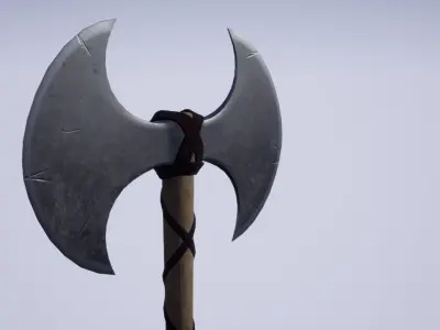 Barbarian Battle Axe game-ready props 3d Low-poly 3D model