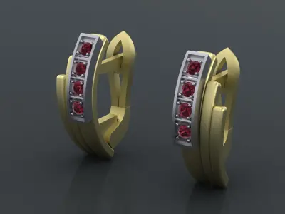Earrings with track gems 3D print model