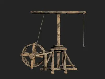 Medieval Treadwheel Crane Low-poly 3D model purchase