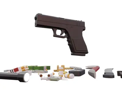 24 MORE objects gameready CRIMINAL PACK Low-poly 3D model