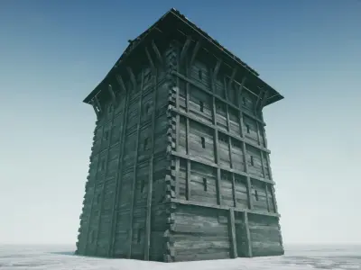 MEDIEVAL WATCHTOWER SCOUT TOWER VILLAGE GUARD WAREHOUSE BUILDING Low-poly 3D model