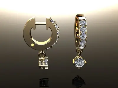 Small Size Diamond Hoop Dangle Earring 2MM 3D print model