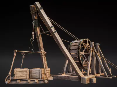 Crane Medieval Type 2 Low Poly Low-poly 3D model