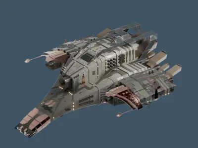 Detailed Spaceship x Spacecraft Game Ready Low Poly PBR Low-poly 3D model