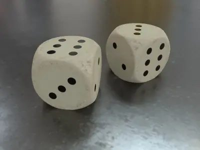 Antique Dice PBR Game-Ready Low-poly 3D model