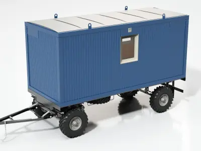 TRAILER with wheels and door 3D model