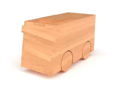 Wooden toy bus 03 3D model
