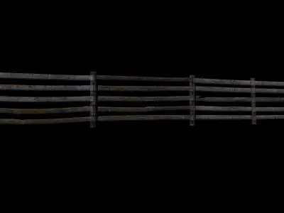 Old Farm Fence Low-poly 3D model