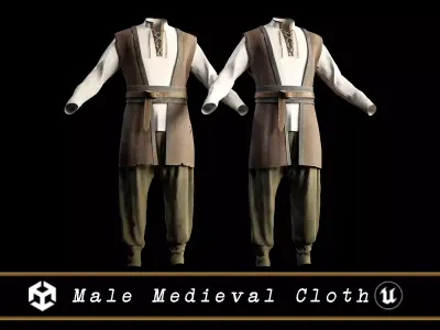 Medieval Male Cloth Farmer  Low-poly 3D model