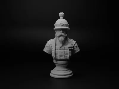 Feudal Japanese Soldier Bust Chess 3D print model purchase