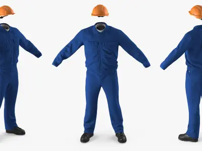 Boiler Suit Coverall with Safety Helmet 3D model