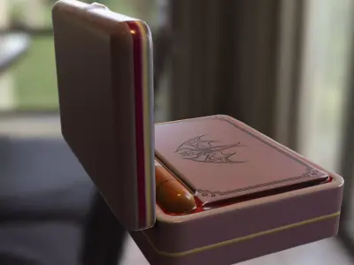 Premium Stylized Cigar Box with Decorative Lid Low-poly 3D model