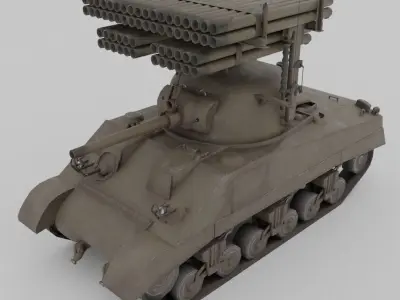 T34 Calliope Rocket Launcher  Low-poly 3D model