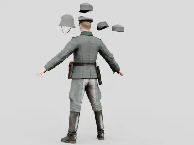 German soldiers officer Low-poly 3D model