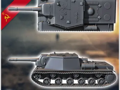 SU-152 self-propelled heavy howitzer - Soviet army WW2 Second Wo 3D print model