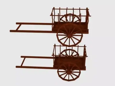 Hanley Sk Red River Cart Low-poly 3D model