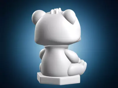 Miniature Polar Bear on Base 3D print model