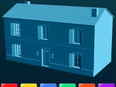 Long  Village House in scales HO TT N O OO S 1 64 1 48 3D print model