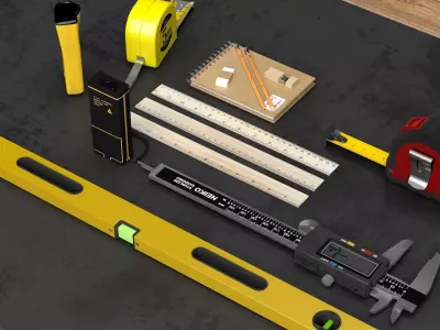 Professional Measurement Tools Set Low-poly 3D model