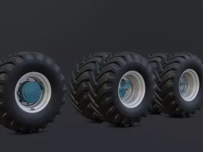 Dual wheels for tractor T-150K in the collection Free low-poly 3D model