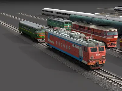 train-bullet train-rail train 3D model