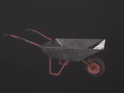 Wheelbarrow 3D Moedel Low-poly 3D model