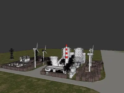 Wind power station - inside the power plant 3D model