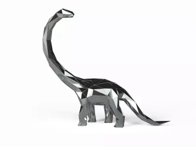 Brachiosaurus Low-poly 3D model silver dinosaur 3D model