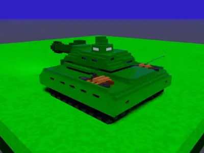 Voxel tank Low-poly 3D model