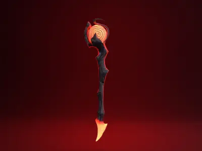 Fantasy Wizard Wand - Fire Version Low-poly 3D model