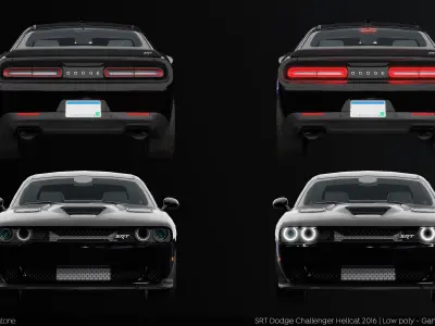 Dodge Challenger SRT Hellcat 2016 PBR GameReady Low-poly 3D model