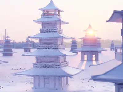japan temple Low-poly 3D model