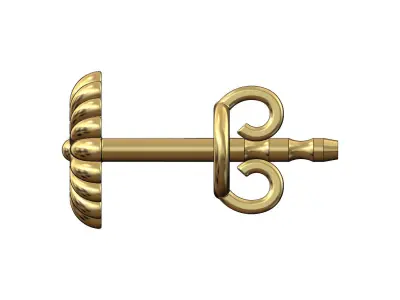 Ribbed rosette art deco stud earring 3D print model
