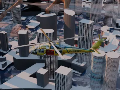 Large City for seen Hong Kong City Animated Free 3D model