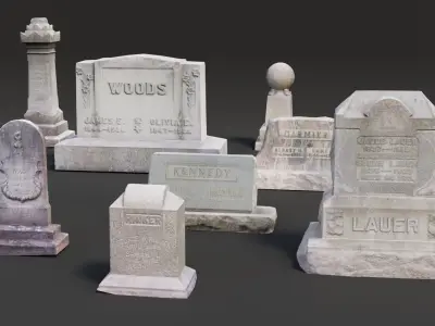 Gravestones Asset Pack Low-poly 3D model