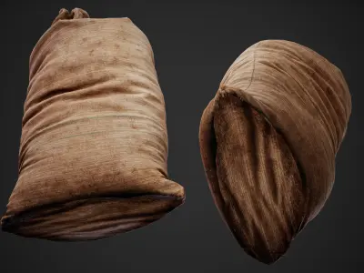 Realistic old burlap bag 03 photo scan Low-poly 3D model