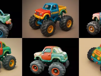 Monster Truck bundle 8 pack 100 glb 3D model