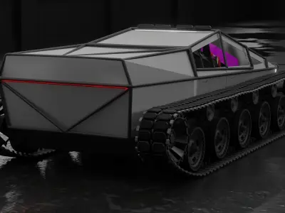Cyber Tank - Futuristic Tracked All-Terrain Vehicle Rigged Low-poly 3D model