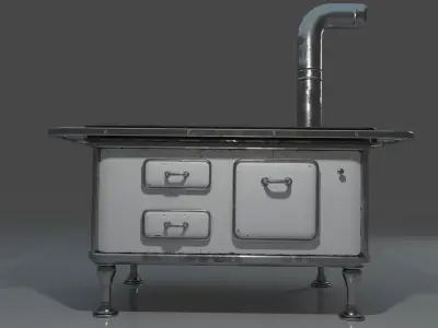Wood Burning Stove Low-poly 3D model